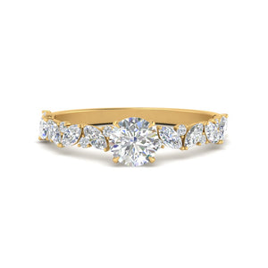 Marquise And Round Diamond Modern Engagement Ring