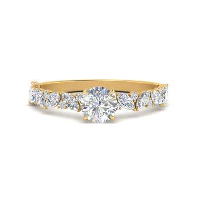 Marquise And Round Diamond Modern Engagement Ring