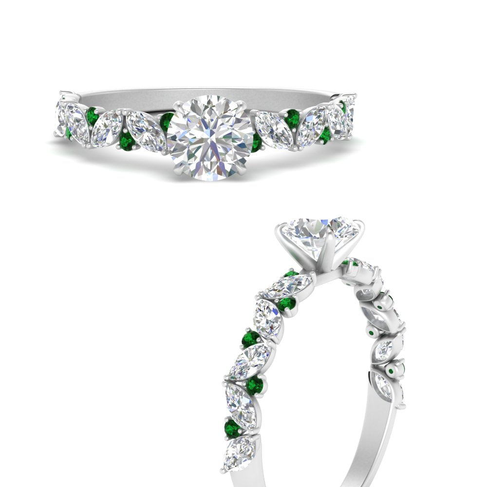 marquise-and-round-emerald-classic-vintage-engagement-ring-in-FD11063RORGEMGRANGLE3-NL-WG