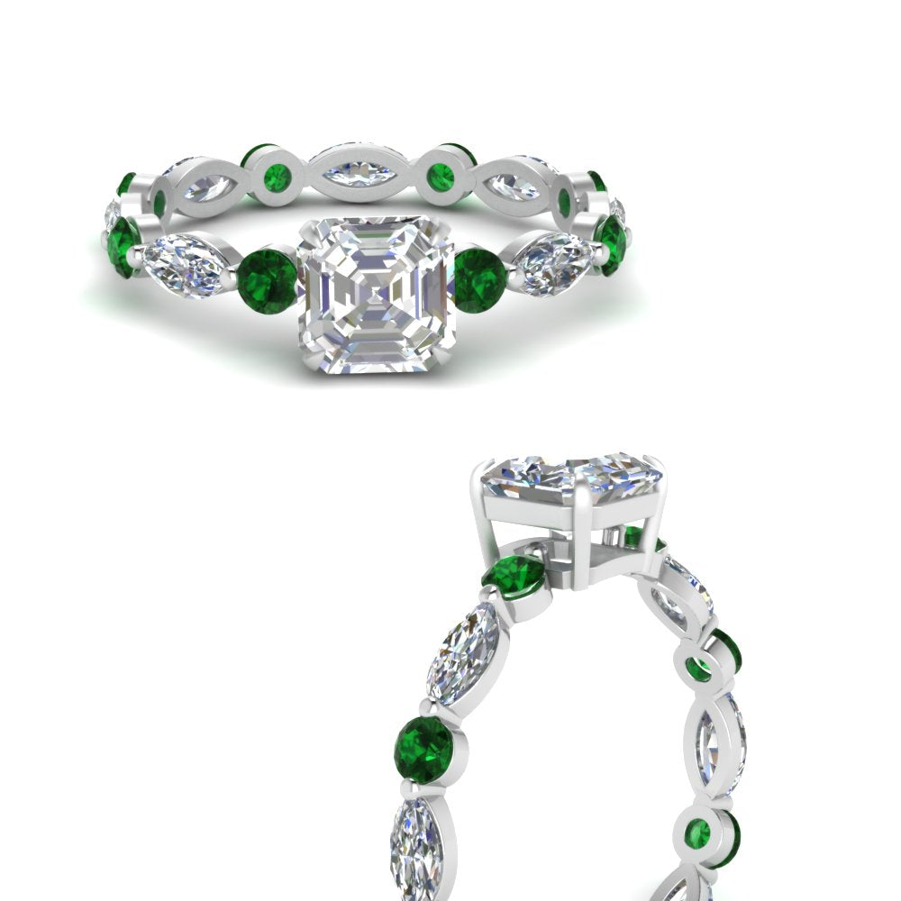 marquise-and-round-eternity-asscher-cut-diamond-engagement-ring-with-emerald-in-white-gold-FDEWB9398ASRGEMGRANGLE3-NL-WG.jpg?v=1756456464