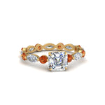 Load image into Gallery viewer, marquise-and-round-eternity-asscher-cut-diamond-engagement-ring-with-orange-sapphire-in-yellow-gold-FDEWB9398ASRGSAOR-NL-YG.jpg?v=1756456464