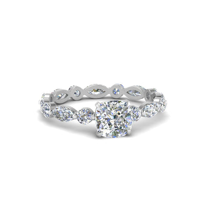 Marquise And Round Eternity Cushion Cut Diamond Ring