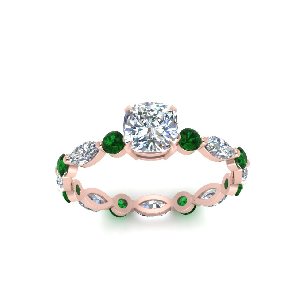 marquise-and-round-eternity-cushion-cut-diamond-engagement-ring-with-emerald-in-rose-gold-FDEWB9398CURGEMGRANGLE5-NL-RG.jpg?v=1756456481