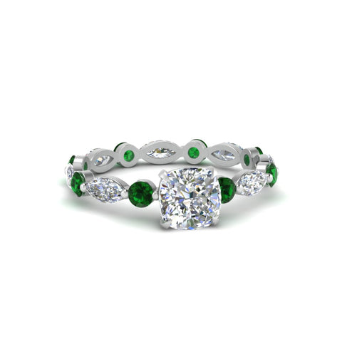 marquise-and-round-eternity-cushion-cut-diamond-engagement-ring-with-emerald-in-white-gold-FDEWB9398CURGEMGR-NL-WG.jpg?v=1756456480