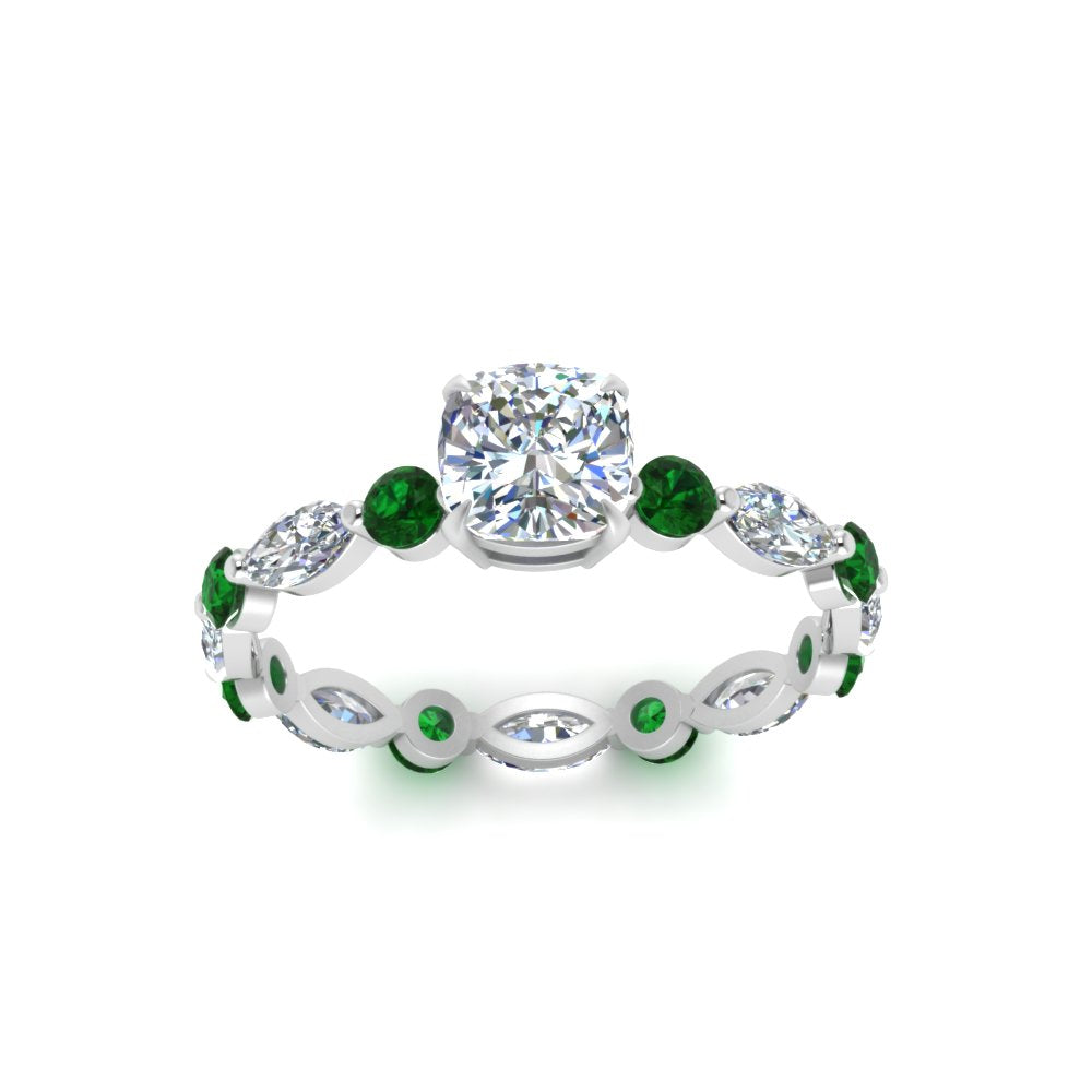 marquise-and-round-eternity-cushion-cut-diamond-engagement-ring-with-emerald-in-white-gold-FDEWB9398CURGEMGRANGLE5-NL-WG.jpg?v=1756456481