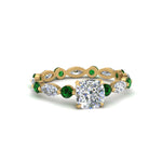 Load image into Gallery viewer, marquise-and-round-eternity-cushion-cut-diamond-engagement-ring-with-emerald-in-yellow-gold-FDEWB9398CURGEMGR-NL-YG.jpg?v=1756456481
