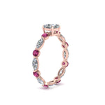 Load image into Gallery viewer, marquise-and-round-eternity-cushion-cut-diamond-engagement-ring-with-pink-sapphire-in-rose-gold-FDEWB9398CURGSADRPIANGLE2-NL-RG.jpg?v=1756456481
