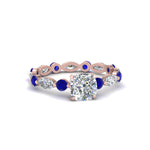 Load image into Gallery viewer, marquise-and-round-eternity-cushion-cut-diamond-engagement-ring-with-sapphire-in-rose-gold-FDEWB9398CURGSABL-NL-RG.jpg?v=1756456480
