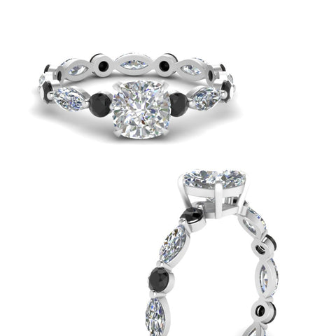 marquise-and-round-eternity-cushion-cut-engagement-ring-with-black-diamond-in-white-gold-FDEWB9398CURGBLACKANGLE3-NL-WG.jpg?v=1756456481