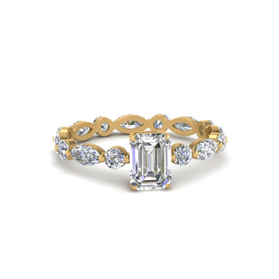 Marquise And Round Eternity Emerald Cut Diamond Ring