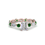 Load image into Gallery viewer, marquise-and-round-eternity-emerald-cut-diamond-engagement-ring-with-emerald-in-rose-gold-FDEWB9398EMRGEMGR-NL-RG.jpg?v=1756456494

