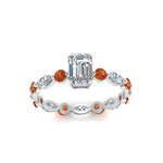 Load image into Gallery viewer, marquise-and-round-eternity-emerald-cut-diamond-engagement-ring-with-orange-sapphire-in-white-gold-FDEWB9398EMRGSAORANGLE5-NL-WG.jpg?v=1756456495
