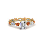 Load image into Gallery viewer, marquise-and-round-eternity-emerald-cut-diamond-engagement-ring-with-orange-sapphire-in-yellow-gold-FDEWB9398EMRGSAOR-NL-YG.jpg?v=1756456495
