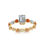 Load image into Gallery viewer, marquise-and-round-eternity-emerald-cut-diamond-engagement-ring-with-orange-sapphire-in-yellow-gold-FDEWB9398EMRGSAORANGLE5-NL-YG.jpg?v=1756456494
