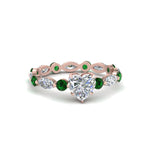 Load image into Gallery viewer, marquise-and-round-eternity-heart-shaped-diamond-engagement-ring-with-emerald-in-rose-gold-FDEWB9398HTRGEMGR-NL-RG.jpg?v=1756456509
