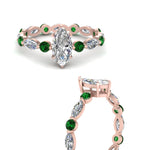 Load image into Gallery viewer, marquise-and-round-eternity-marquise-cut-diamond-engagement-ring-with-emerald-in-rose-gold-FDEWB9398MQRGEMGRANGLE3-NL-RG.jpg?v=1756456526
