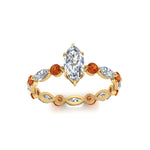 Load image into Gallery viewer, marquise-and-round-eternity-marquise-cut-diamond-engagement-ring-with-orange-sapphire-in-yellow-gold-FDEWB9398MQRGSAORANGLE5-NL-YG.jpg?v=1756456524
