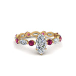 Load image into Gallery viewer, marquise-and-round-eternity-marquise-cut-diamond-engagement-ring-with-pink-sapphire-in-yellow-gold-FDEWB9398MQRGSADRPI-NL-YG.jpg?v=1756456524
