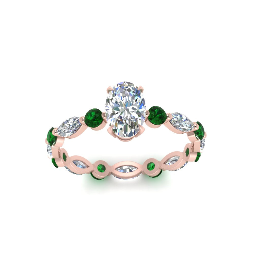 marquise-and-round-eternity-oval-shaped-diamond-engagement-ring-with-emerald-in-rose-gold-FDEWB9398OVRGEMGRANGLE5-NL-RG.jpg?v=1756456540