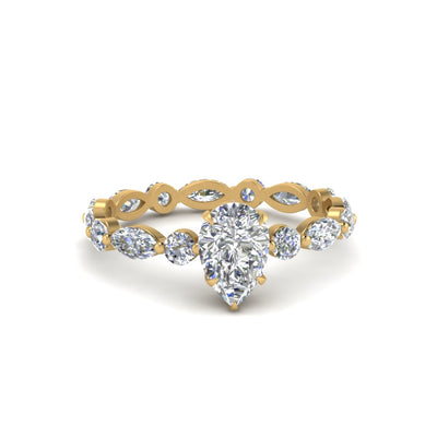 Marquise And Round Eternity Pear Shaped Diamond Ring