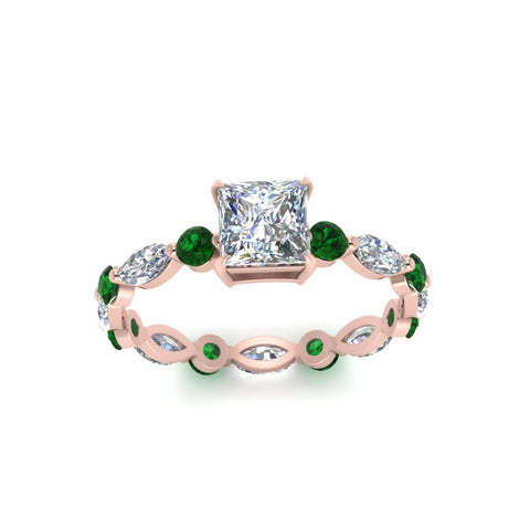 marquise-and-round-eternity-princess-cut-diamond-engagement-ring-with-emerald-in-rose-gold-FDEWB9398PRRGEMGRANGLE5-NL-RG.jpg?v=1756456571