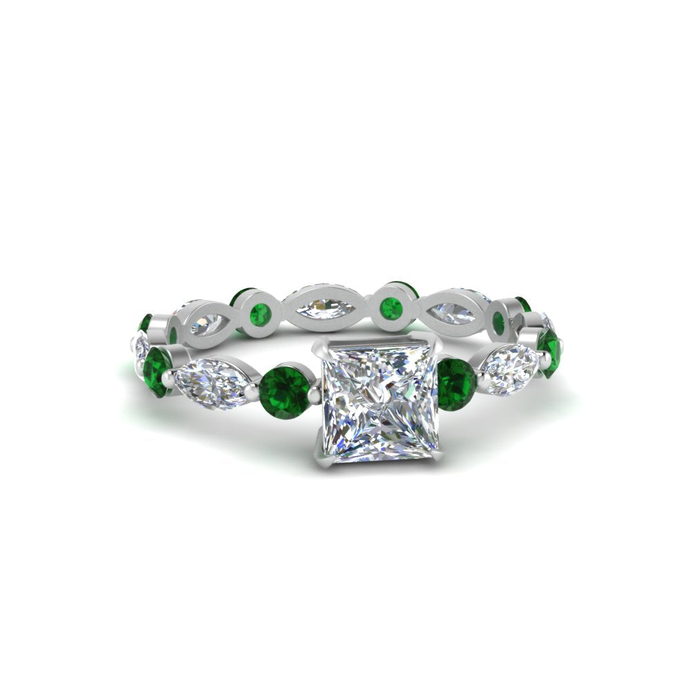 marquise-and-round-eternity-princess-cut-diamond-engagement-ring-with-emerald-in-white-gold-FDEWB9398PRRGEMGR-NL-WG.jpg?v=1756456571