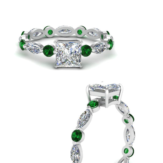 marquise-and-round-eternity-princess-cut-diamond-engagement-ring-with-emerald-in-white-gold-FDEWB9398PRRGEMGRANGLE3-NL-WG.jpg?v=1756456571