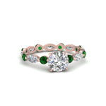 Load image into Gallery viewer, marquise-and-round-eternity-round-cut-diamond-engagement-ring-with-emerald-in-rose-gold-FDEWB9398RORGEMGR-NL-RG.jpg?v=1756456603
