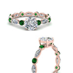 Load image into Gallery viewer, marquise-and-round-eternity-round-cut-diamond-engagement-ring-with-emerald-in-rose-gold-FDEWB9398RORGEMGRANGLE3-NL-RG.jpg?v=1756456782
