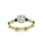 Load image into Gallery viewer, marquise-and-round-eternity-round-cut-diamond-engagement-ring-with-emerald-in-yellow-gold-FDEWB9398RORGEMGRANGLE5-NL-YG.jpg?v=1756456603
