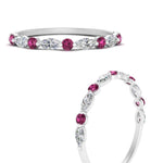 Load image into Gallery viewer, marquise-and-round-stacking-pink-sapphire-ring-in-white-gold-FD9403BGSADRPIANGLE3-NL-WG.jpg
