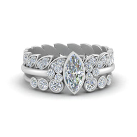 Marquise Bezel Wedding Ring Stack