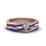 Load image into Gallery viewer, marquise-cut-Infinity-twist-diamond-matching-bridal-set-with-blue-sapphire-in-14K-rose-gold-FD8253MQGSABL-NL-RG
