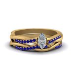 Load image into Gallery viewer, marquise-cut-Infinity-twist-diamond-matching-bridal-set-with-blue-sapphire-in-14K-yellow-gold-FD8253MQGSABL-NL-YG
