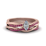 Load image into Gallery viewer, marquise-cut-Infinity-twist-diamond-matching-bridal-set-with-pink-sapphire-in-14K-rose-gold-FD8253MQGSADRPI-NL-RG
