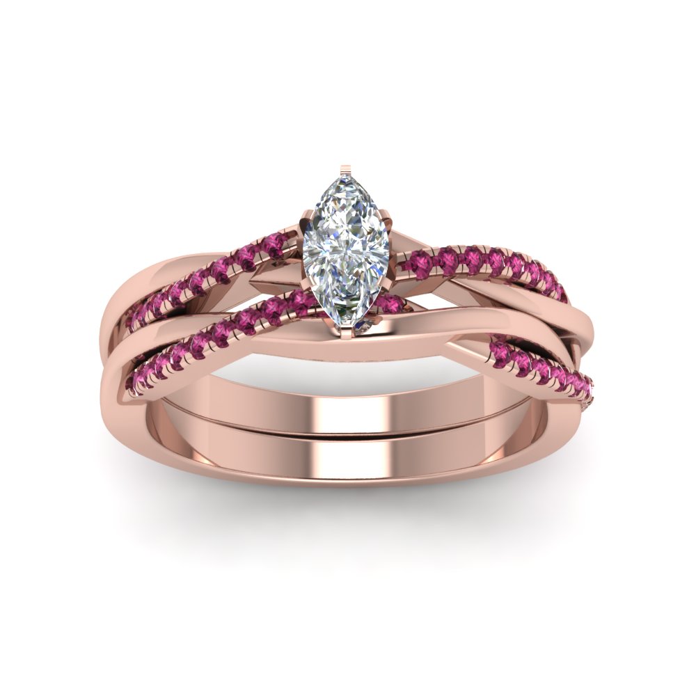 marquise-cut-Infinity-twist-diamond-matching-bridal-set-with-pink-sapphire-in-14K-rose-gold-FD8253MQGSADRPI-NL-RG