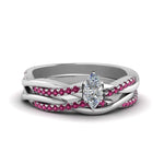 Load image into Gallery viewer, marquise-cut-Infinity-twist-diamond-matching-bridal-set-with-pink-sapphire-in-14K-white-gold-FD8253MQGSADRPI-NL-WG
