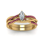 Load image into Gallery viewer, marquise-cut-Infinity-twist-diamond-matching-bridal-set-with-pink-sapphire-in-14K-yellow-gold-FD8253MQGSADRPI-NL-YG

