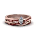 Load image into Gallery viewer, marquise-cut-Infinity-twist-diamond-matching-bridal-set-with-ruby-in-14K-rose-gold-FD8253MQGRUDR-NL-RG
