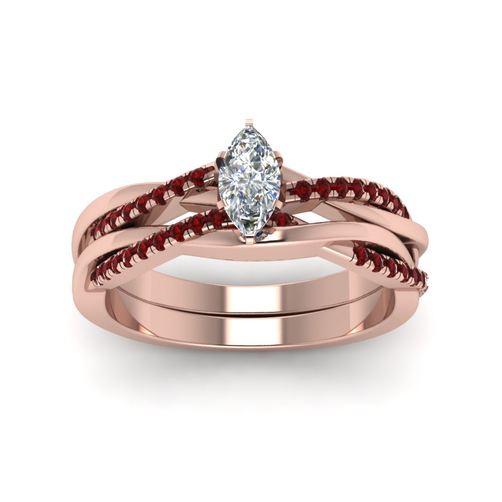 marquise-cut-Infinity-twist-diamond-matching-bridal-set-with-ruby-in-14K-rose-gold-FD8253MQGRUDR-NL-RG