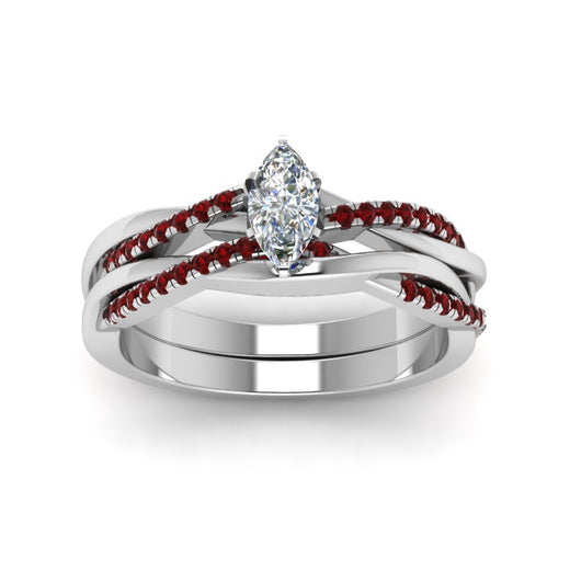 marquise-cut-Infinity-twist-diamond-matching-bridal-set-with-ruby-in-14K-white-gold-FD8253MQGRUDR-NL-WG
