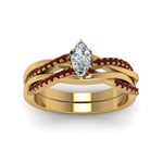 Load image into Gallery viewer, marquise-cut-Infinity-twist-diamond-matching-bridal-set-with-ruby-in-14K-yellow-gold-FD8253MQGRUDR-NL-YG
