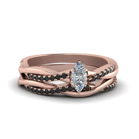 marquise-cut-Infinity-twist-matching-bridal-set-with-black-diamond-in-14K-rose-gold-FD8253MQGBLACK-NL-RG