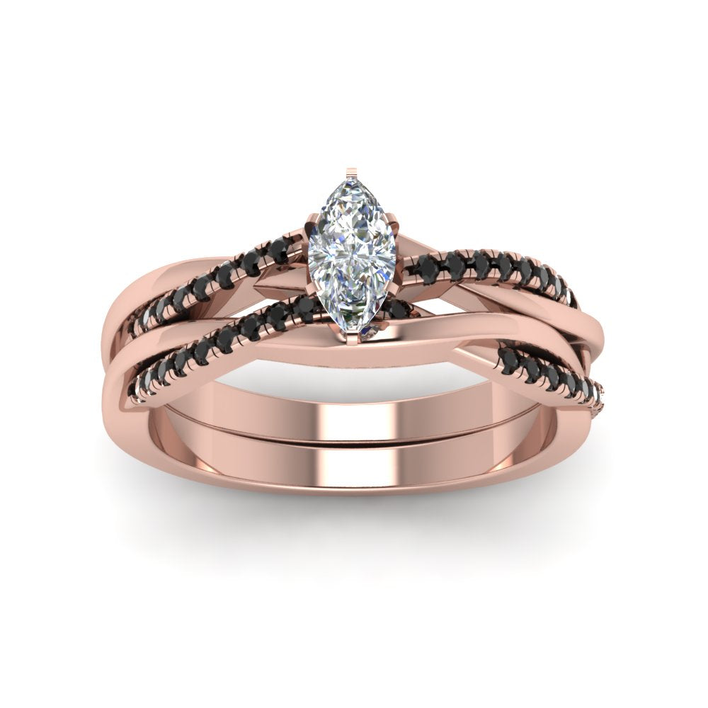 marquise-cut-Infinity-twist-matching-bridal-set-with-black-diamond-in-14K-rose-gold-FD8253MQGBLACK-NL-RG