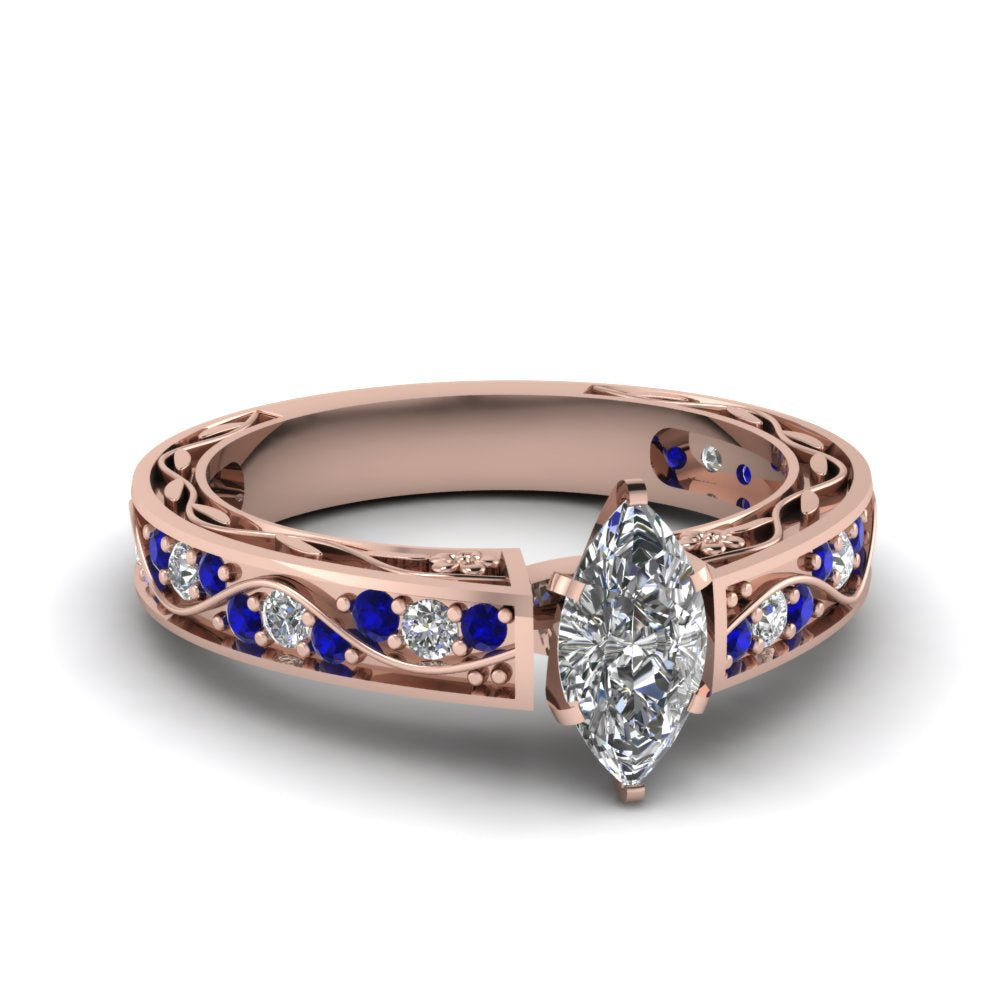 marquise-cut-antique-filigree-diamond-ring-with-blue-sapphire-in-14K-rose-gold-FDENS3543MQRGSABL-NL-RG