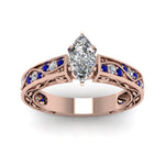 Load image into Gallery viewer, marquise-cut-antique-filigree-diamond-ring-with-blue-sapphire-in-14K-rose-gold-FDENS3543MQRGSABLANGLE5-NL-RG