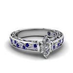 Load image into Gallery viewer, marquise-cut-antique-filigree-diamond-ring-with-blue-sapphire-in-14K-white-gold-FDENS3543MQRGSABL-NL-WG
