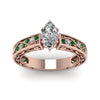Load image into Gallery viewer, marquise-cut-antique-filigree-diamond-ring-with-emerald-in-14K-rose-gold-FDENS3543MQRGEMGRANGLE5-NL-RG_463f74fa-134a-41da-8154-c10683311a5b
