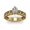 Load image into Gallery viewer, marquise-cut-antique-filigree-diamond-ring-with-emerald-in-14K-yellow-gold-FDENS3543MQRGEMGRANGLE5-NL-YG_a743729d-2e26-4f55-a3c7-afb4b525040f