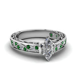 Load image into Gallery viewer, marquise-cut-antique-filigree-diamond-ring-with-emerald-in-950-platinum-FDENS3543MQRGEMGR-NL-WG